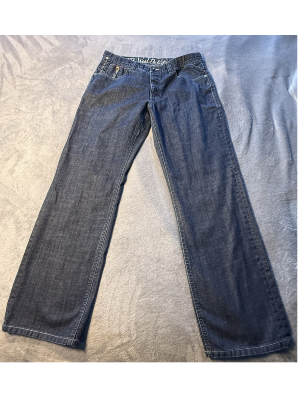 Parish Mens Dark Wash Button Up Blue Jeans Size 36x31